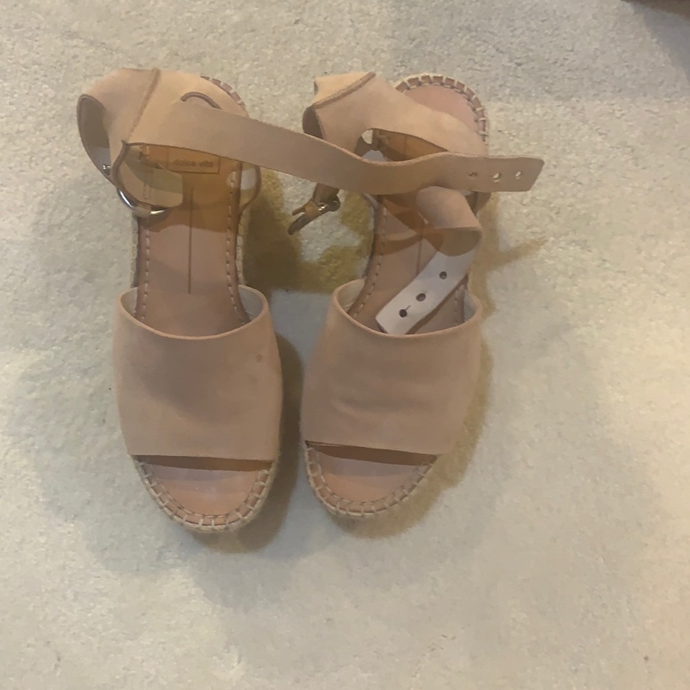 Dolce vita nude pink suede espadrille wedge sandals size 8